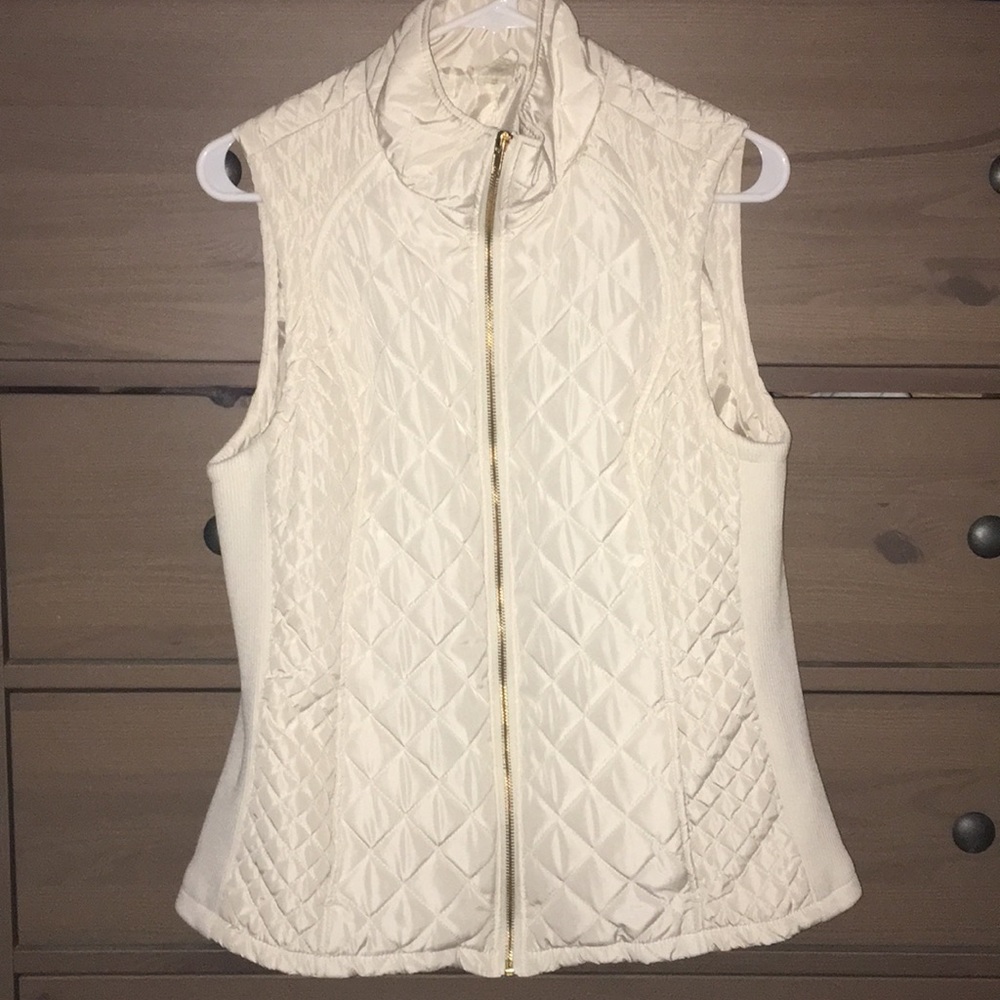 Brand new white vest with gold zipper